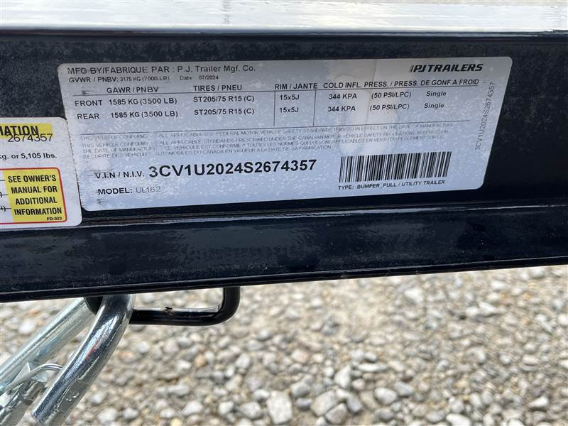 PJ83 X 16' Tandem Axle Channel Utility- UL7