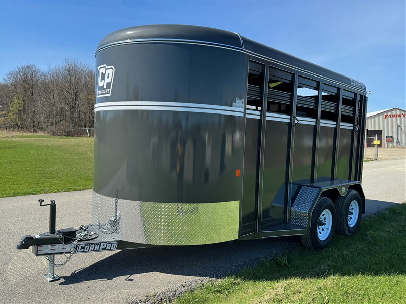 2024 CornPro 2 horse slant stock combo bumper pull trailer