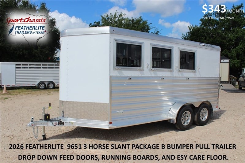 2026 Featherlite 9651 3 HORSE SLANT PACKAGE B