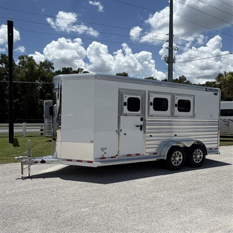2027 Cimarron 3 Horse Bumper Pull - 7'7 Tall + Drop Windows
