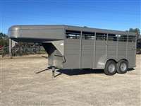 2024 2 horse Calico Calico 6' x 16' Gooseneck Stock Swing Slide Rear 